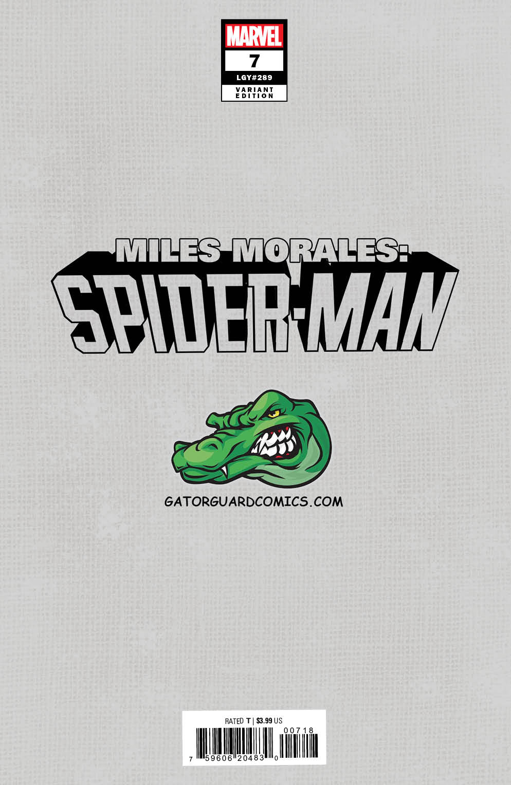 Miles Morales: Spider-Man #7 GATORGUARD Exclusive Variant Comic Book - Tyler Kirkham- Trade Dress