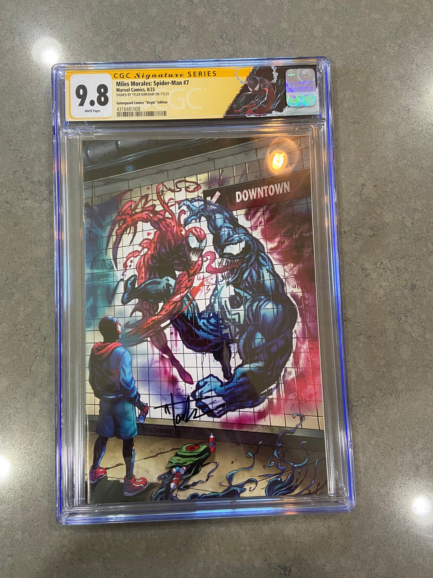 9.8 CGC Signature Series Graded Miles Morales: Spider-Man #7 GATORGUARD Exclusive Variant Comic Book- Tyler Kirkham- Virgin